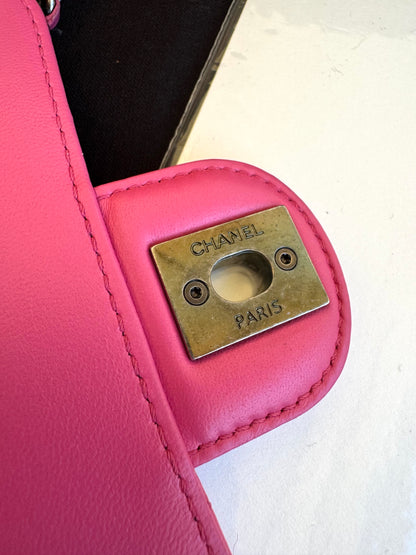 Pre-owned Chanel Crossing Time Mini Pink Leather Flap Bag