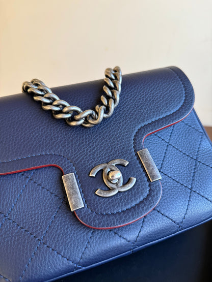 Pre-owned Chanel Archi Chic Navy Blue Leather Flap Bag