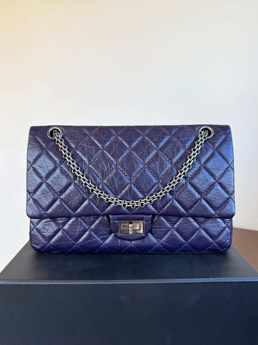 Pre-owned Chanel 2.55 Reissue Large 226 Purple Calfskin Flap Bag