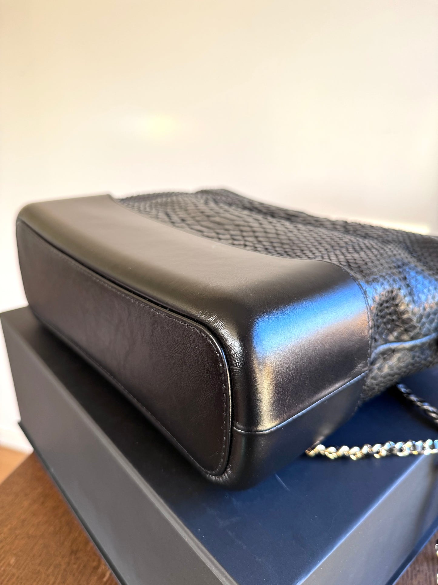 Pre-owned Chanel Gabrielle Medium Black Python Leather Hobo Bag Limited Edition