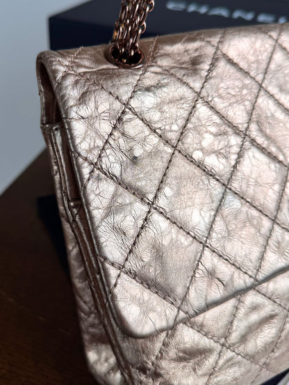 Pre-owned Chanel 2.55 Maxi Rose Gold Calfskin Leather Flap Bag