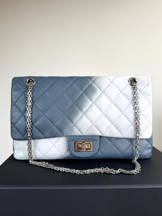 Pre-owned Chanel 2.55 Reissue Maxi 227 Misty Blue Degrade Lambskin Flap Bag