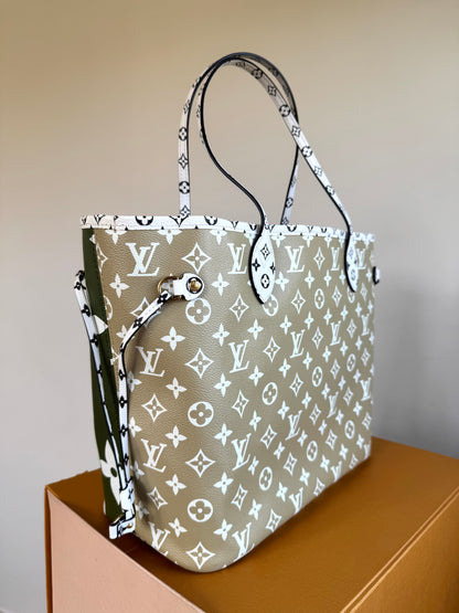 Pre-owned Louis Vuitton Neverfull MM Monogram Giant Kaki Tote Bag