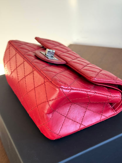 Pre-owned Chanel 2.55 Reissue Small 224 Red Leather Flap Bag