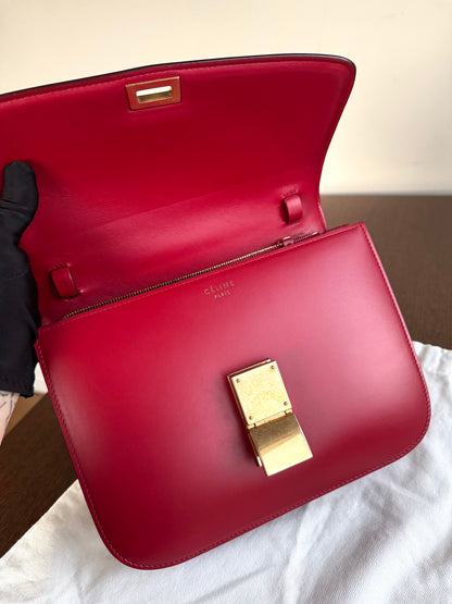 Pre-owned Celine Classic Box Medium Red Leather Bag