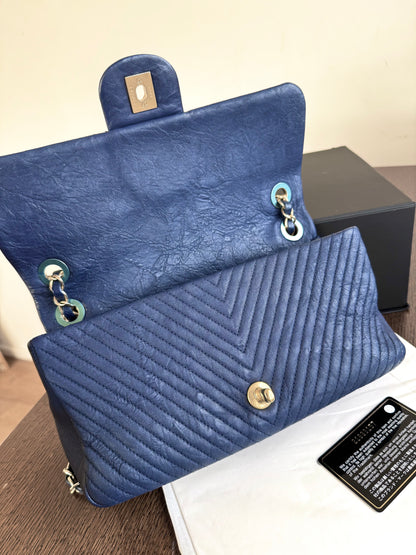 Pre-owned Chanel Timeless Standard Navy Calfskin Flap Bag