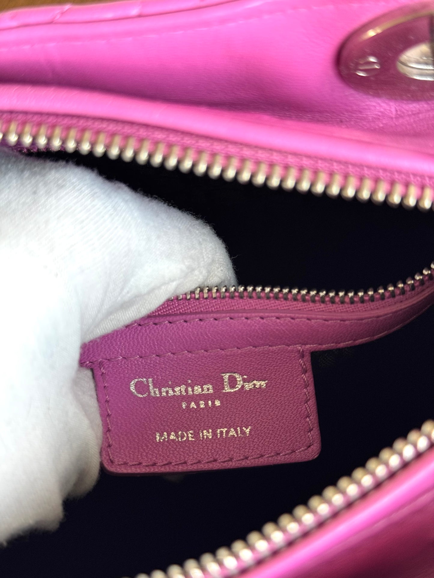 Pre-owned Dior Lady Dior Medium Pink Lambskin Bag