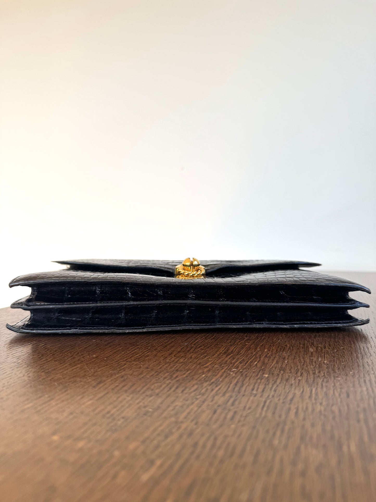 Pre-owned Hermès Vintage Escale Black Crocodile Handle Bag