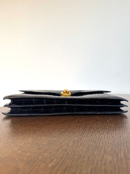 Pre-owned Hermès Vintage Escale Black Crocodile Handle Bag