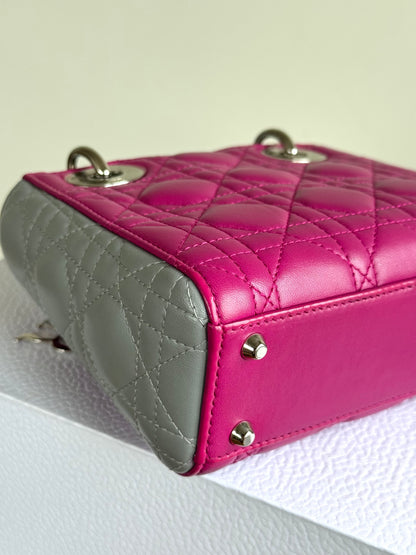Pre-owned Dior Lady Dior Mini Multicolor Lambskin Cannage Bag