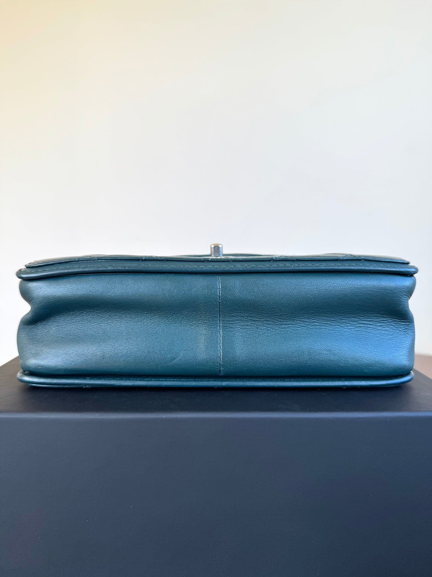Pre-owned Chanel CC Dark Green Leather Flap Bag