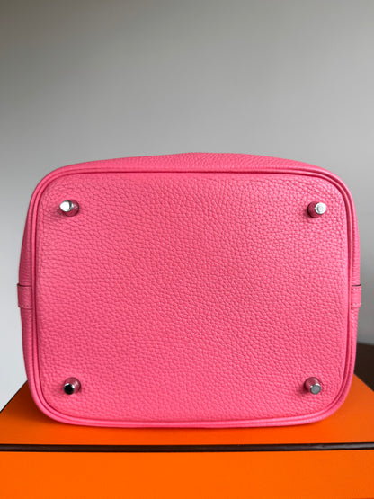 Pre-owned Hermès Picotin 22 Rose Azalee Clemence Handbag