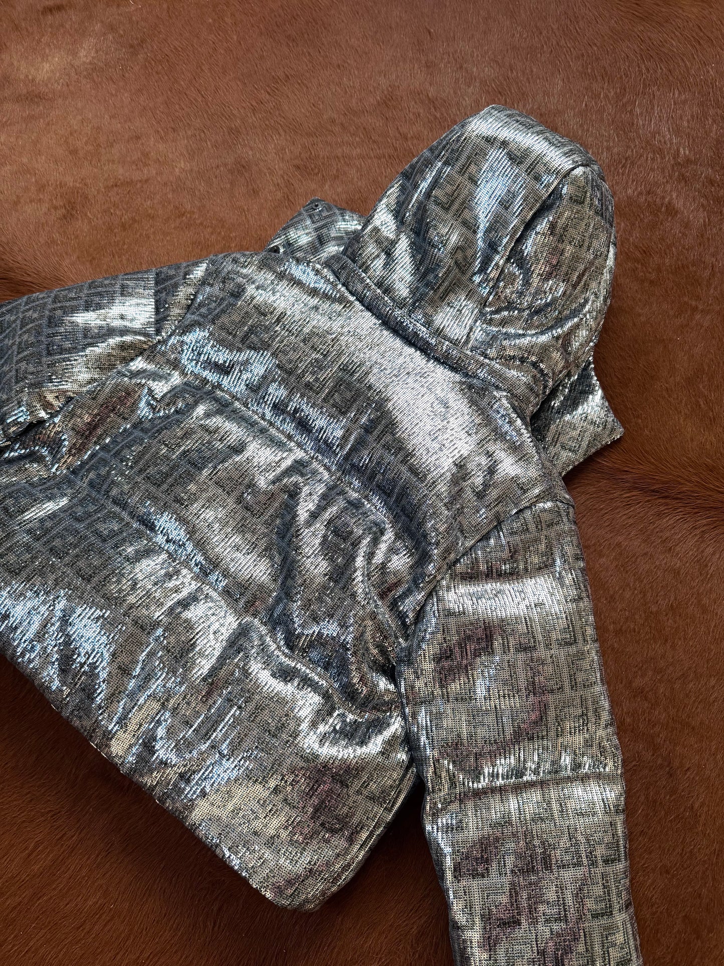 Pre-owned Fendi Silver Full Bomber Down Jacket