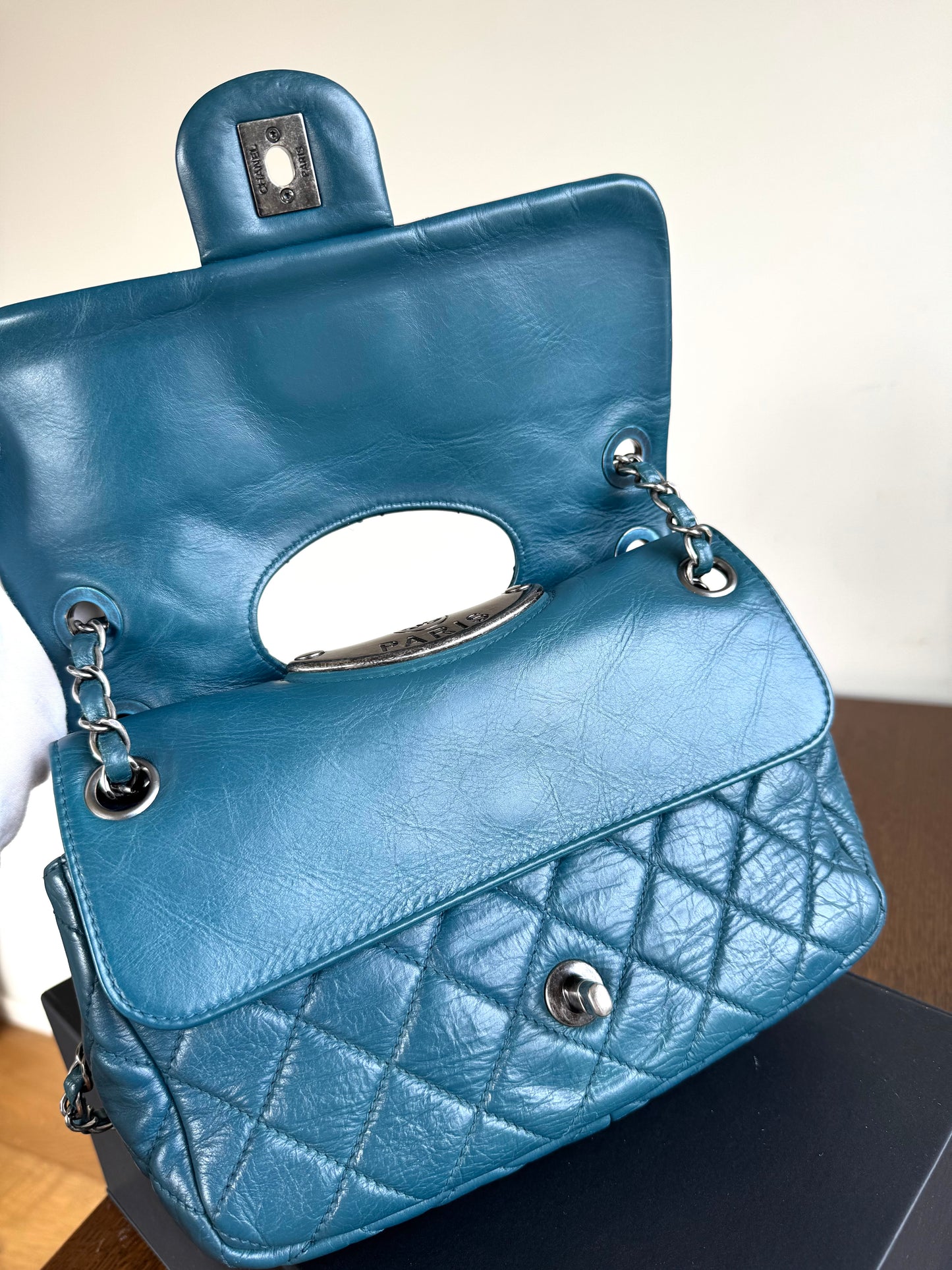 Pre-owned Chanel Paris-Dallas CC Blue Aged Calfskin Double Flap Bag