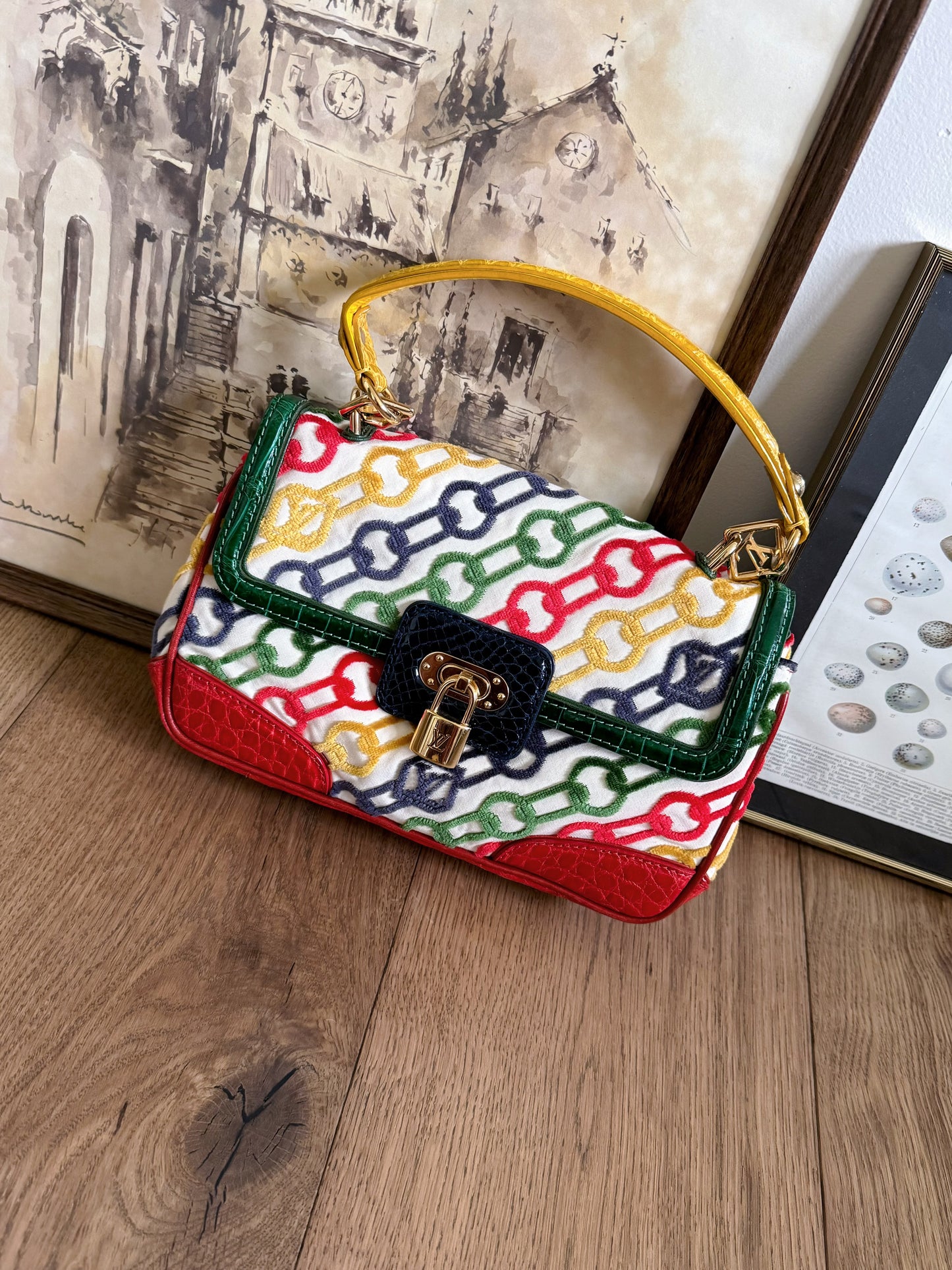 Pre-owned Louis Vuitton Multicolor Dolly Crocodile Velvet Chains Bag Limited Edition