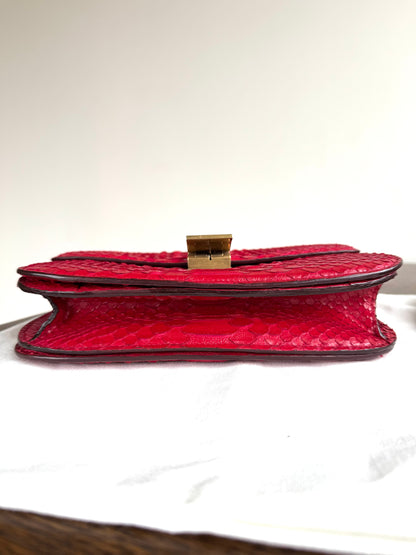 Pre-owned Céline Classic Box Medium Red Python Bag