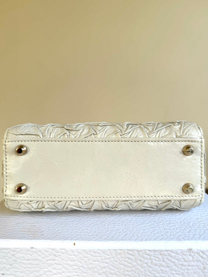 Pre-owned Dior Lady Dior Mini Off-White Eggshell Wrinkled Leather Bag