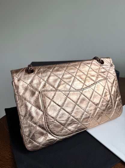 Pre-owned Chanel 2.55 Maxi Rose Gold Calfskin Leather Flap Bag