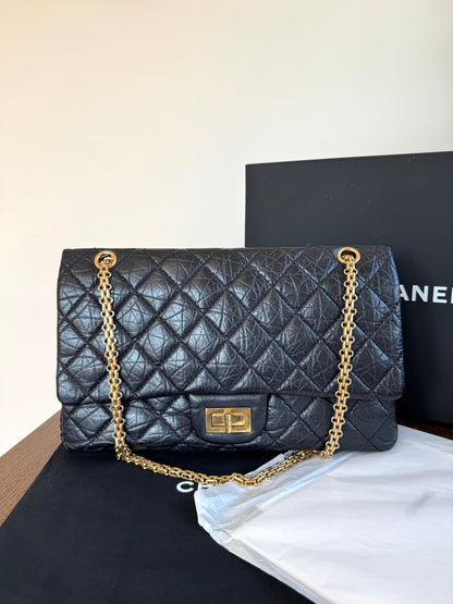 Pre-owned Chanel 2.55 Reissue Maxi 227 Black Calfskin Flap Bag