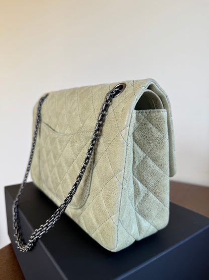 Pre-owned Chanel 2.55 Reissue Large 226 Pistachio Green Nubuck Flap Bag