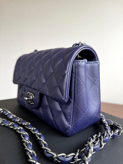 Pre-owned Chanel Timeless Mini Rectangle Purple Leather Bag