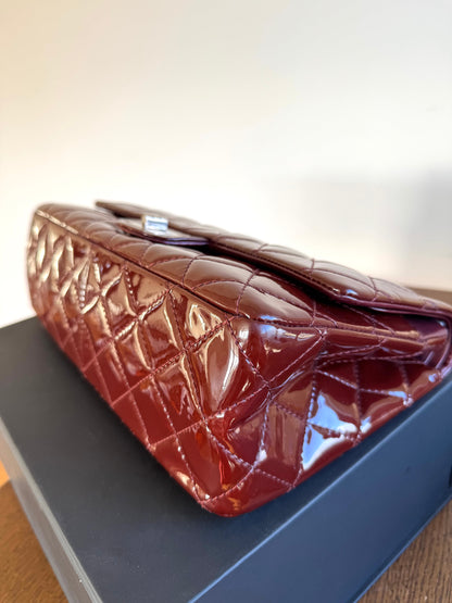 Pre-owned Chanel 2.55 Reissue Maxi 227 Burgundy Patent Leather Flap Bag