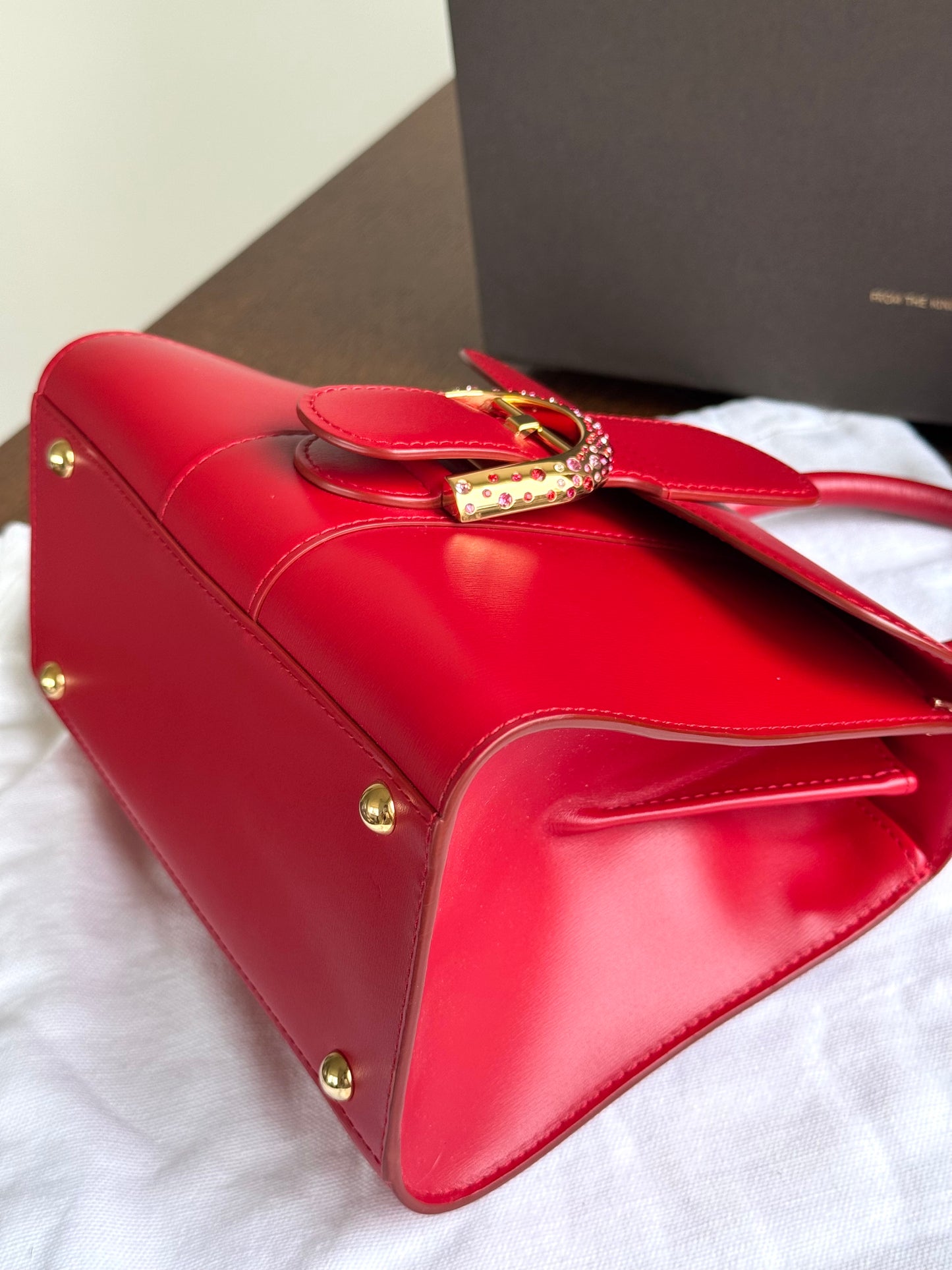 Pre-owned Delvaux Brillant Mini Swarovski Red Box Leather Bag Limited Edition