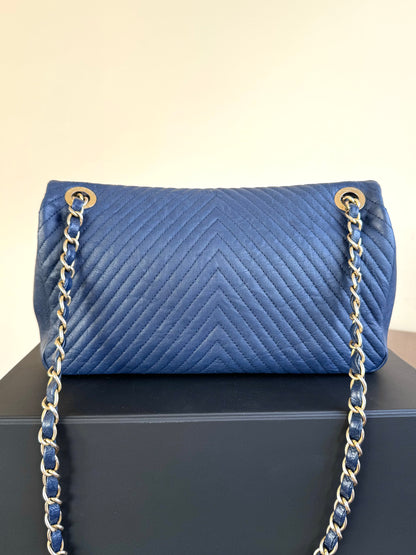 Pre-owned Chanel Timeless Standard Navy Calfskin Flap Bag