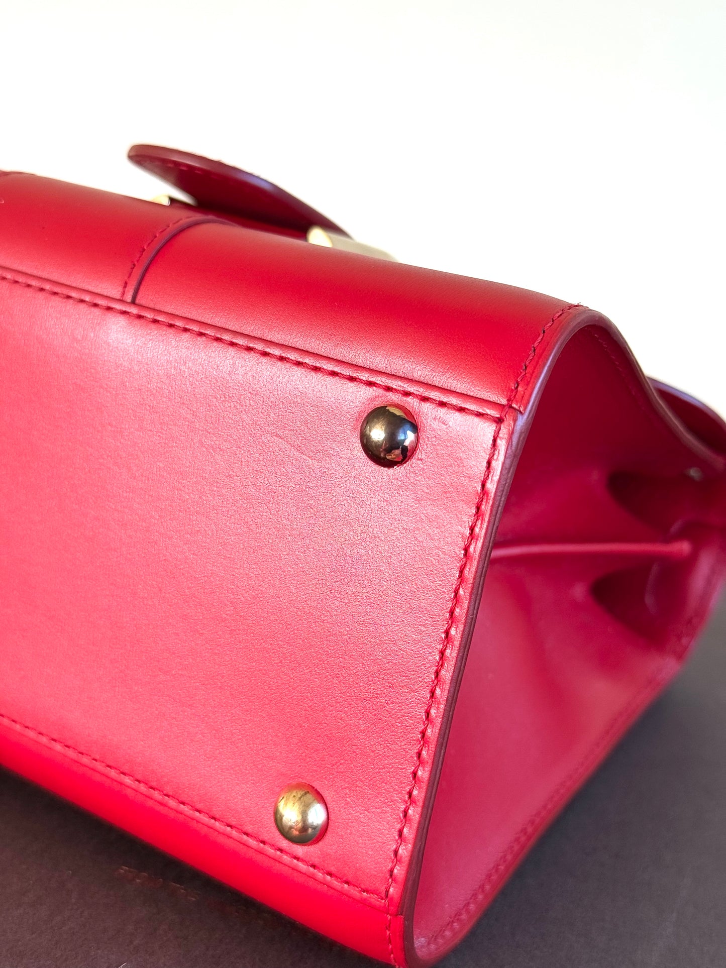 Pre-owned Delvaux Brillant Mini Red Box Calf Bag