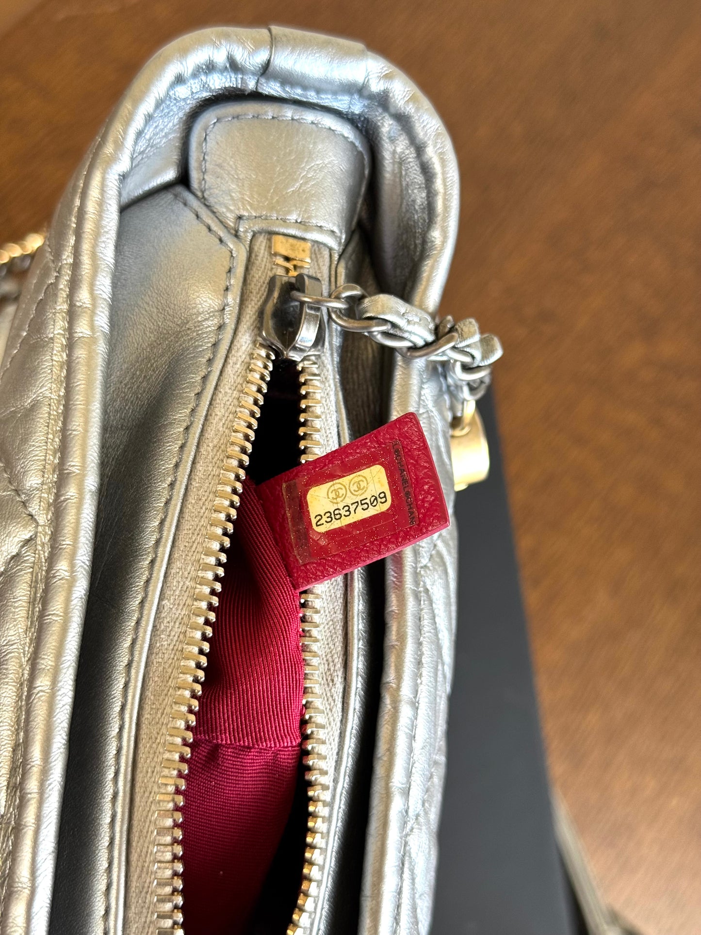 Pre-owned Chanel Gabrielle Small Silver Leather Hobo Bag