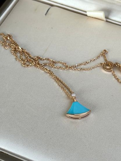 Pre-owned Bvlgari Divas Turquoise 18K Pink Gold Nacklace