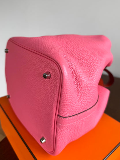 Pre-owned Hermès Picotin 22 Rose Azalee Clemence Handbag