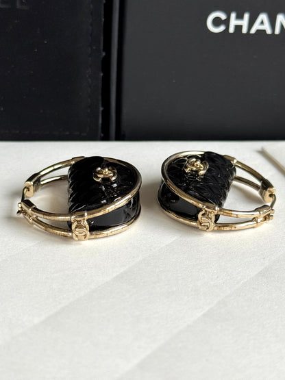 Pre-owned Chanel Resin Quilted Flap Bag Hoop Earrings