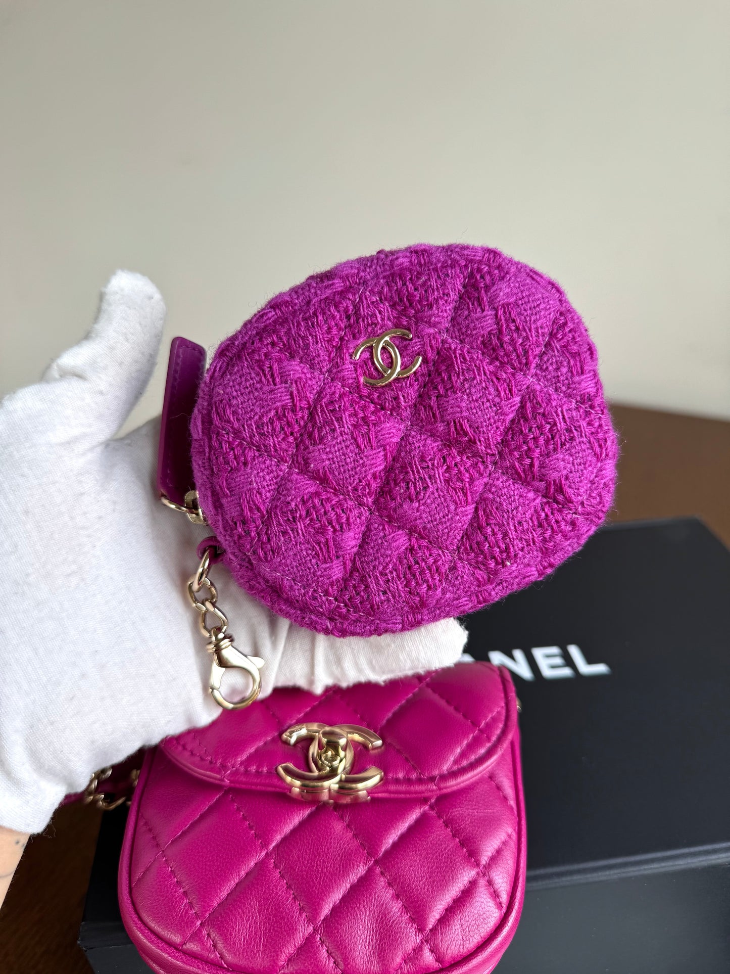 Pre-owned Chanel Multi-Pouching Leather Tweed Belt Waist Bag