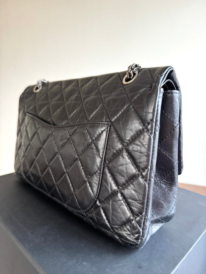 Pre-owned Chanel 2.55 Reissue Maxi 227 Black Calfskin Flap Bag