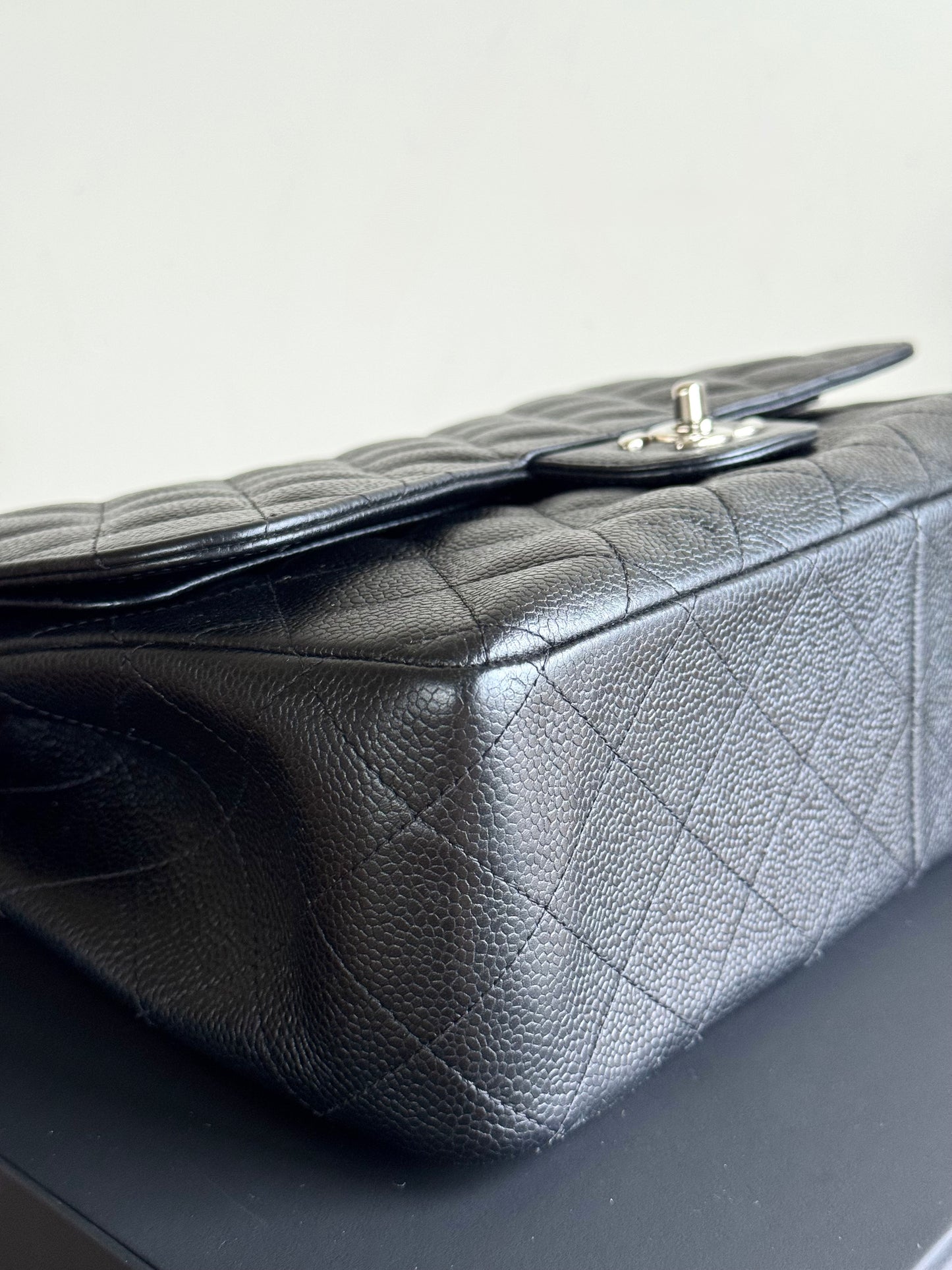 Pre-owned Chanel Timeless Classic Jumbo Black Caviar Flap Bag