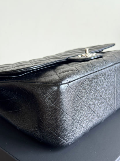 Pre-owned Chanel Timeless Classic Jumbo Black Caviar Flap Bag