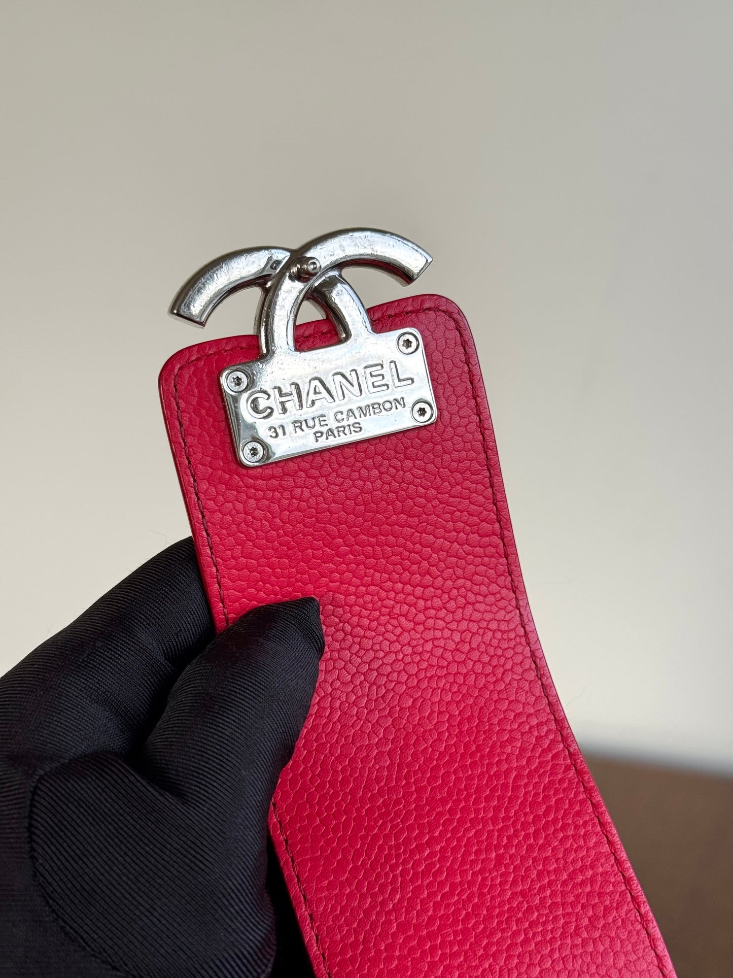 Pre-owned Chanel CC Box Mini Red Leather Camera Bag