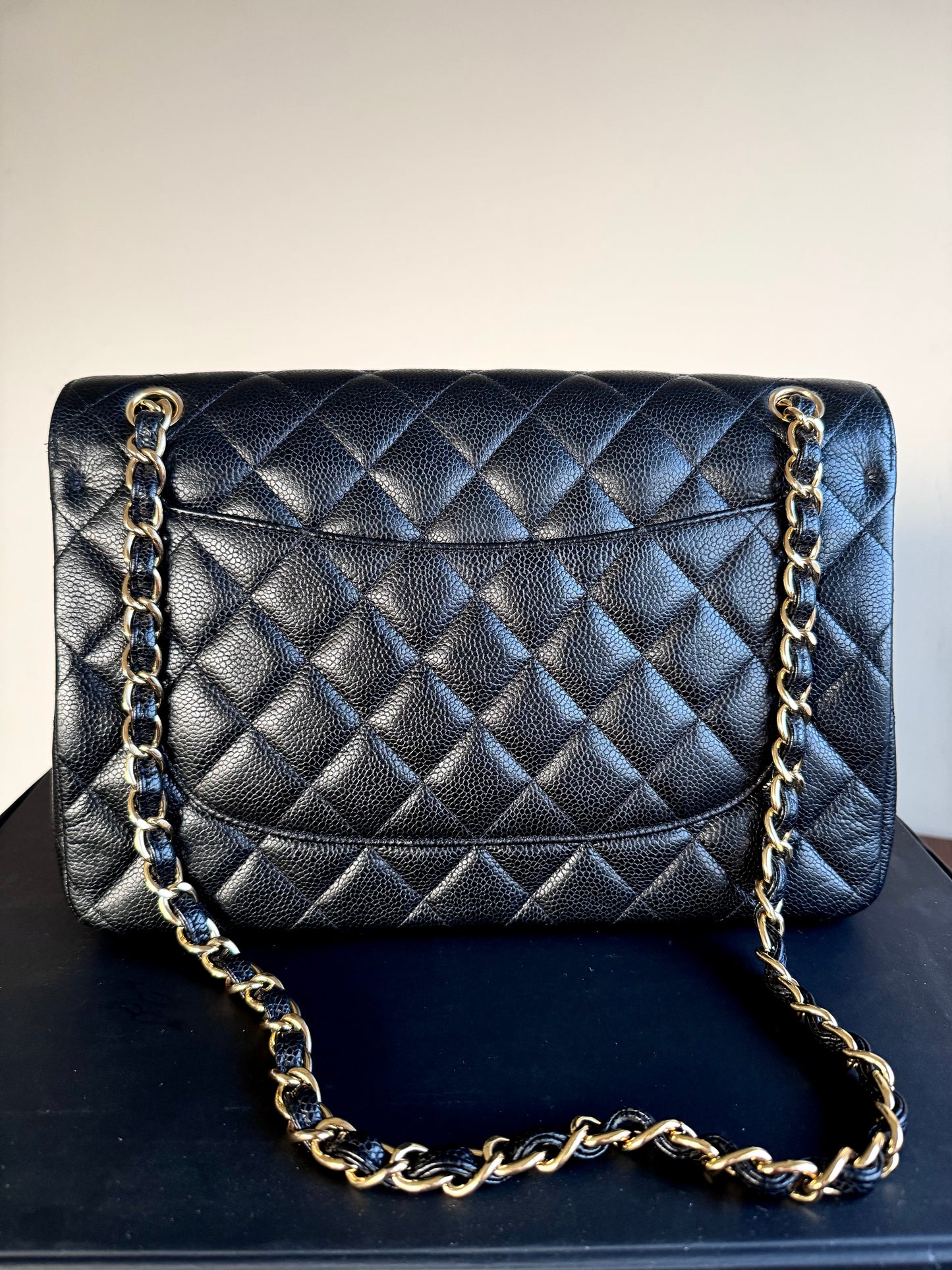 Pre-owned Chanel Timeless Classic Jumbo Black Caviar Flap Bag