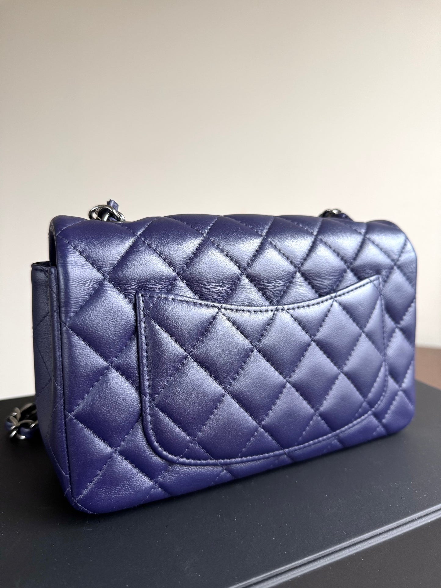 Pre-owned Chanel Timeless Mini Rectangle Purple Leather Bag