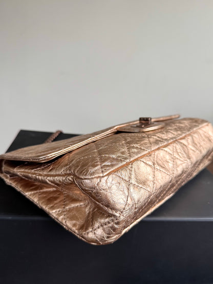 Pre-owned Chanel 2.55 Maxi Rose Gold Calfskin Leather Flap Bag