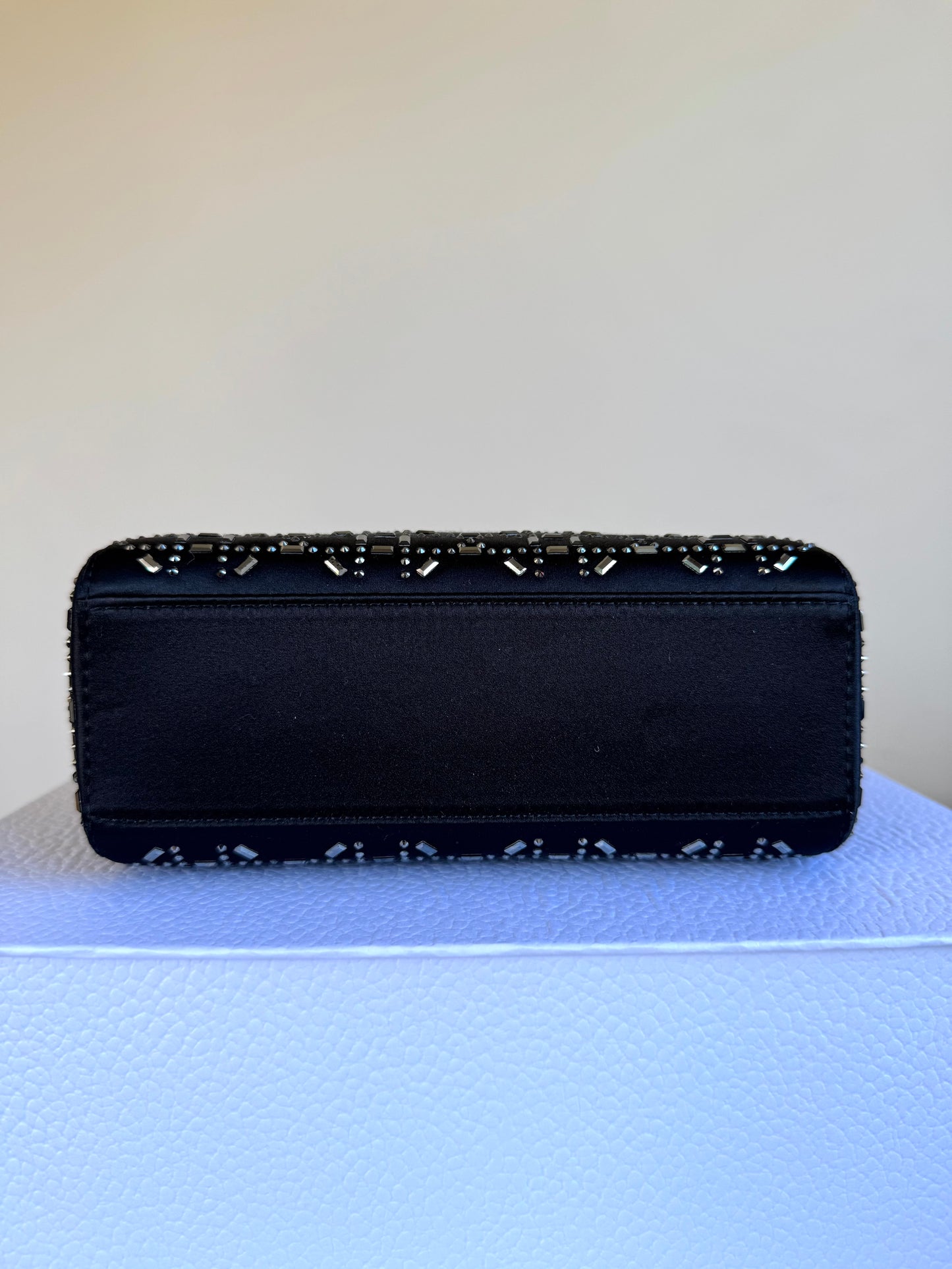 Pre-owned Dior Lady Dior Mini Black Satin Bag