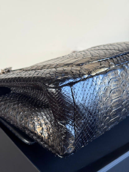 Pre-owned Chanel 2.55 Reissue Large 226 Black Gold Python Flap Bag