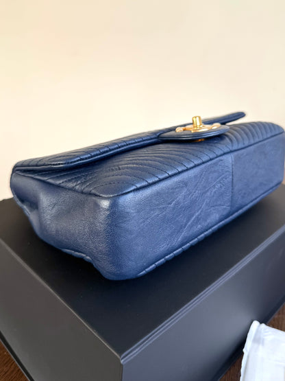 Pre-owned Chanel Timeless Standard Navy Calfskin Flap Bag