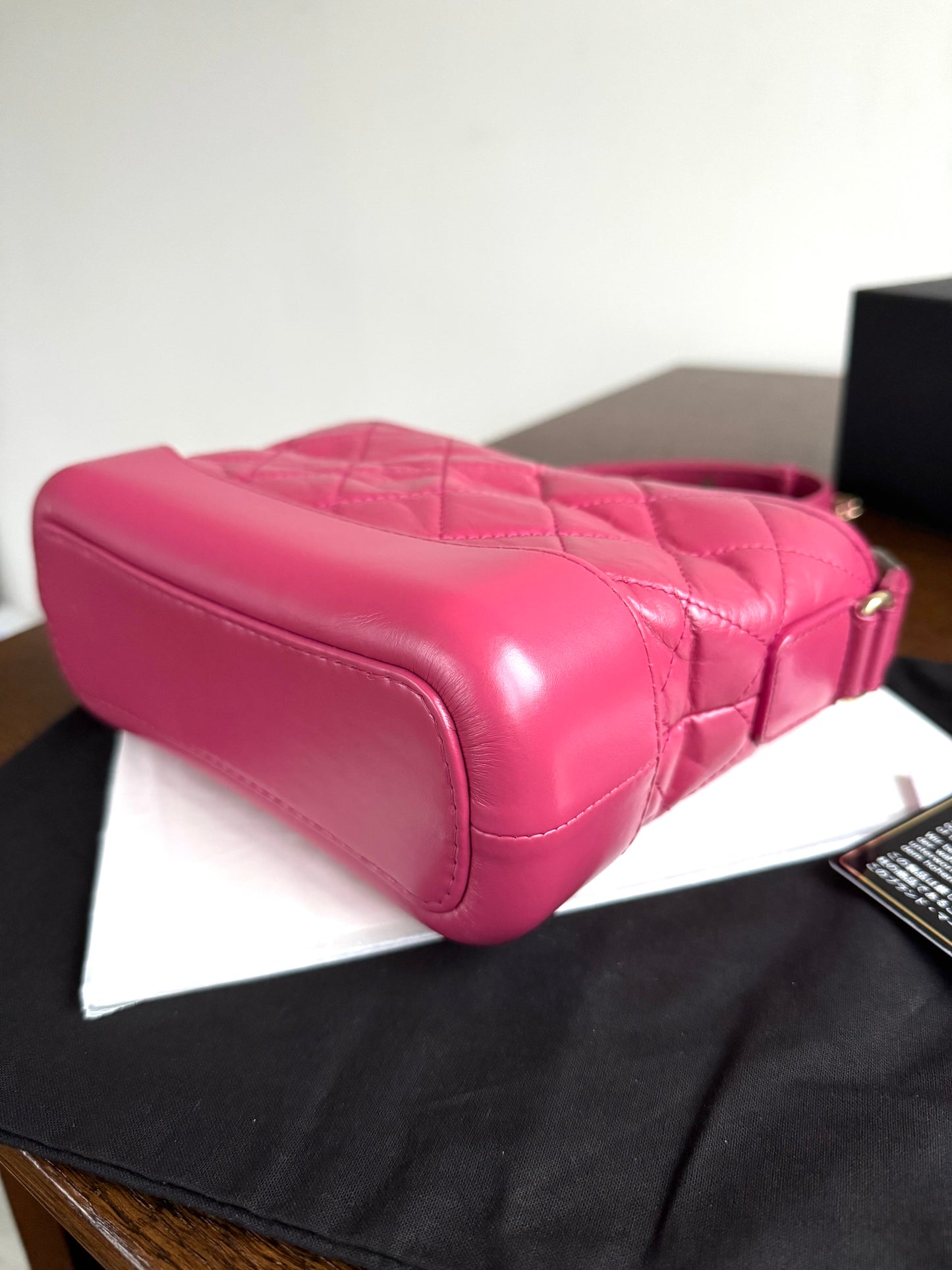 Pre-owned Chanel Gabrielle Small Pink Leather Hobo Bag