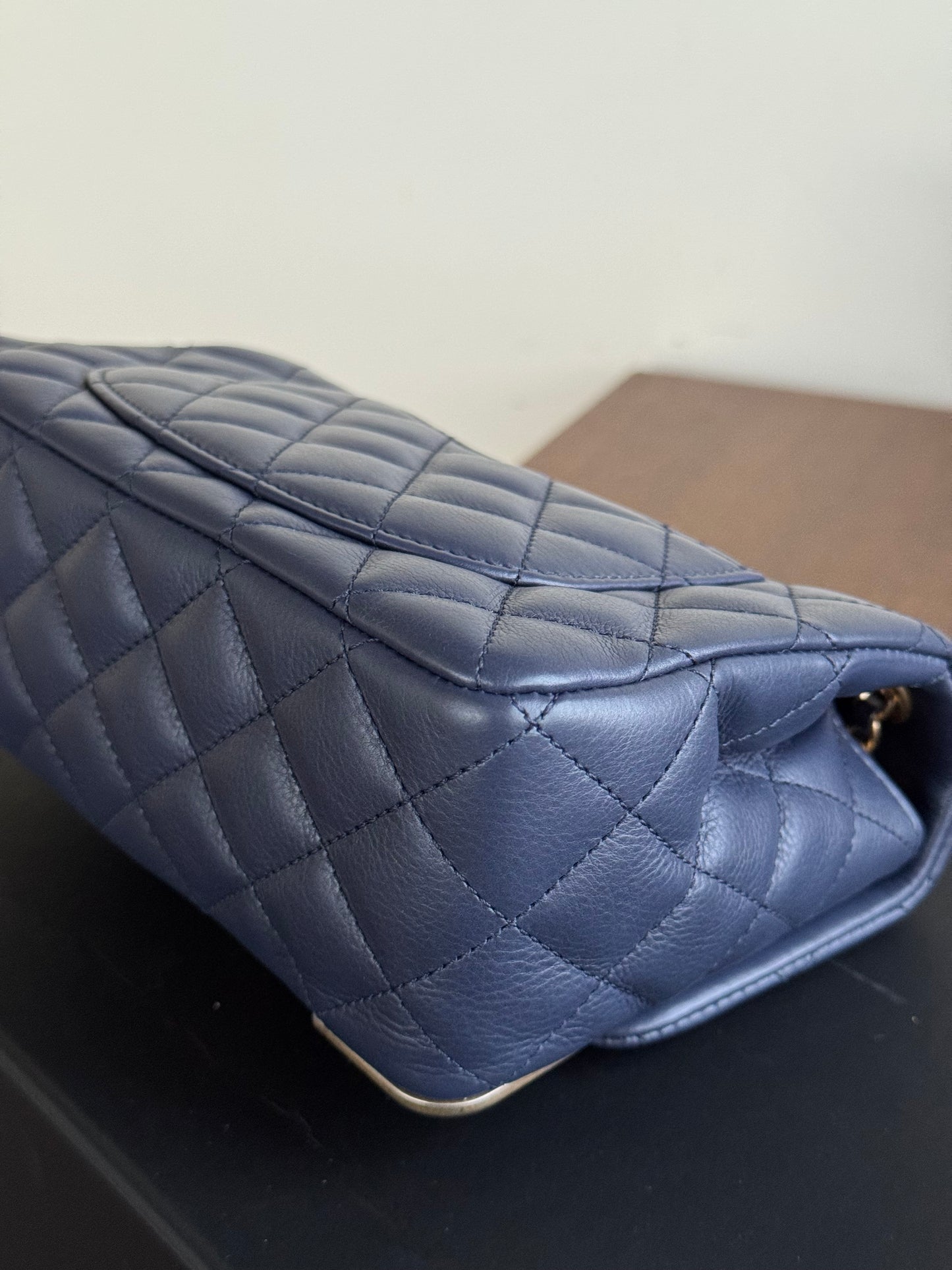 Pre-owned Chanel Rock The Corner Small Navy Leather Flap Bag
