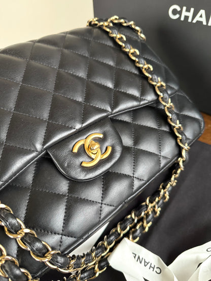 Pre-owned Chanel Timeless Classic Jumbo Black Lambskin Flap Bag