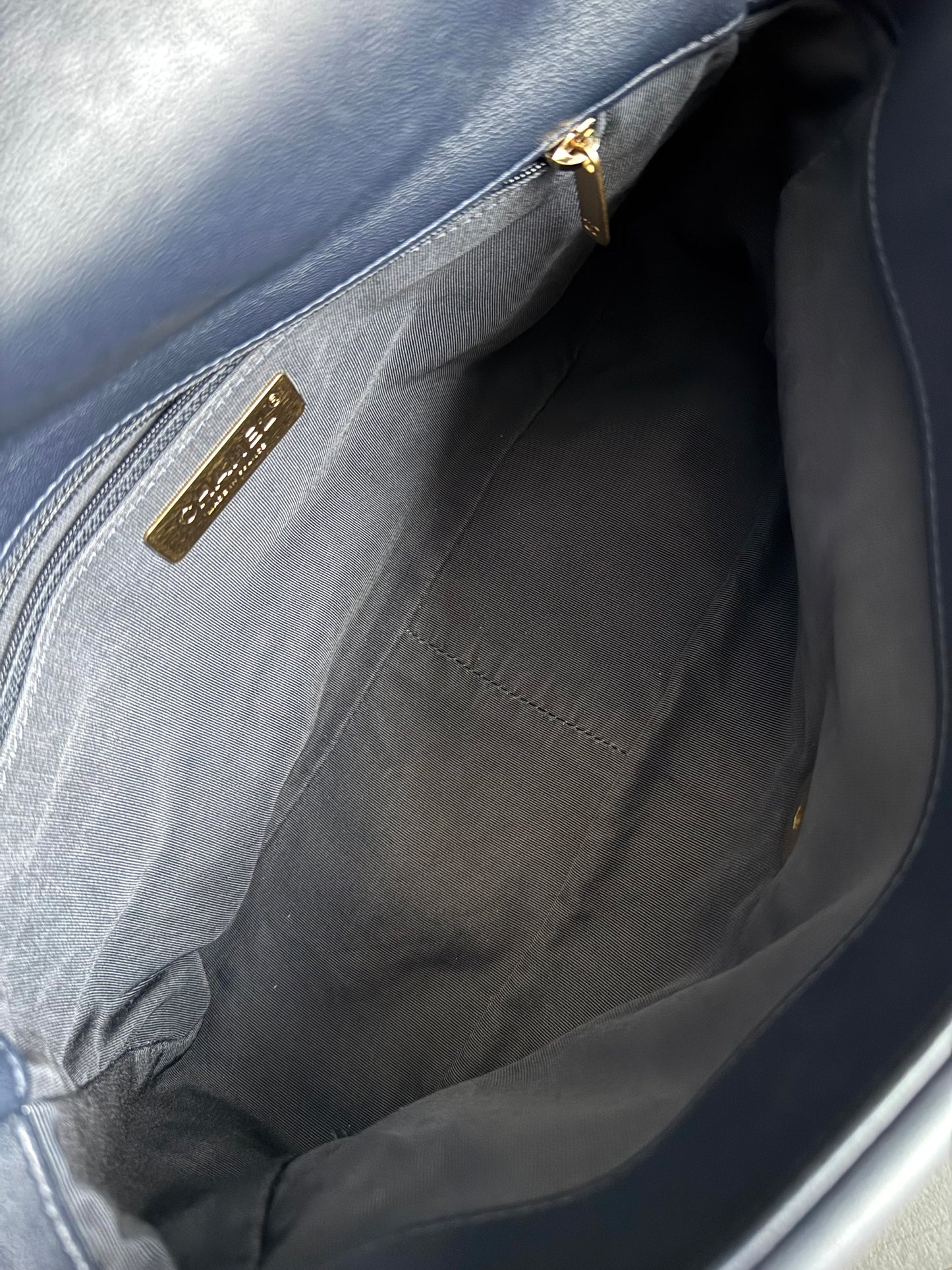 Pre-owned Chanel 19 Small Navy Lambskin Flap Bag