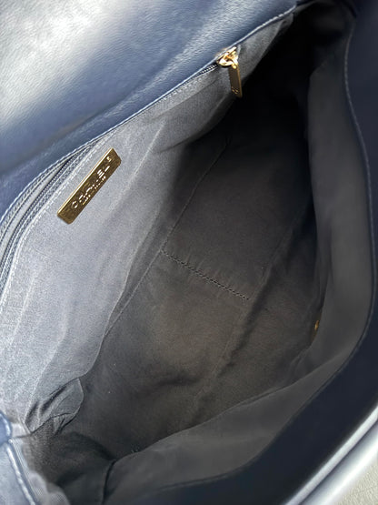 Pre-owned Chanel 19 Small Navy Lambskin Flap Bag