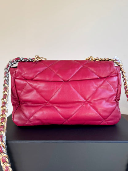 Pre-owned Chanel 19 Large Red Lambskin Flap Bag